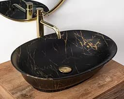 Умивальник Rea Roma marble black mat накладний REA-U5609, Чорний матовий - мініатюра 2