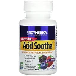 Пищеварительные ферменты от изжоги Enzymedica Acid Soothe со вкусом ягод 30 жевательных таблеток