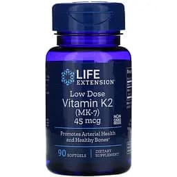 Витамин К2 Life Extension Low Dose Vitamin K2 (MK-7) 45 мкг 90 желатиновых капсул