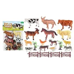 Набор фигурок Ферма, 14 домашних животных, ограда, деревья, 048-62E