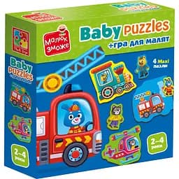 Пазлы картонные с игрой Vladi Toys Малыш сможет Транспорт Животные 14 элементов (VT1722-28)