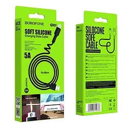 Кабель Borofone BX31 USB to Micro 2.4A 1 м silicone TPE connectors чорний - мініатюра 2