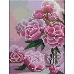 Алмазная мозаика Strateg ПРЕМИУМ Розовые пионы без подрамника размером 30х40 см (ZAV3040-44)