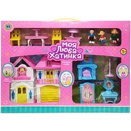 Игровой набор Кукольный домик Bambi WD-926-A-B мебель и 3 фигурки Синий