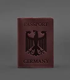 Кожаная обложка для паспорта с гербом Германии бордовая Crazy Horse
