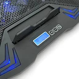 Підставка під ноутбук IceCoorel K5, 10-15", 1*125mm 1400±10% RPM + 4*70mm 2500±10%RPM, корпус пластик+алюміній, 2xUSB2.0, 365x297x30mm, Blue,Box, Q18 - мініатюра 2