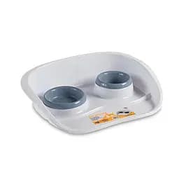 Stefanplast (Стефанпласт) Set dinner - Двойные миски на подставке для собак и котов (стальной-синий)