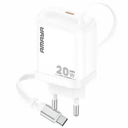 СЗУ Amaya E220S PD20W GaN (1USB-C) + Retractable Cable Type-C White