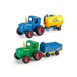 Дитячий набір іграшкових металопластикових тракторів із причепом Синій трактор Синій/Зелений