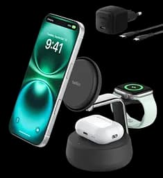 Зарядное устройство для беспроводной связи UltraCharge Pro 3-in-1 Magnetic Charging Dock 25Вт Charcoal Belkin teh0018768