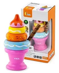 Пірамідка Морозиво Viga Toys 51321 Рожева дерев'яна іграшка - мініатюра 3