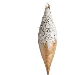 Ялинкова скляна прикраса Amadeus у вигляді бурульки золотого кольору висота 20 см (158784)