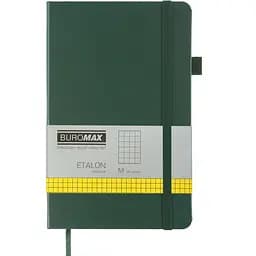 Книга записна Buromax Etalon в клітинку 195х125 мм зелена 96 аркушів (BM.291160-04)