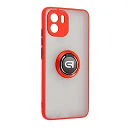 Чехол с кольцом-держателем для Xiaomi Redmi A2, Frosted Matte Ring, красный, защитная панель с матовой задней стенкой, противоударный чехол с защитой всего корпуса, TPU + поликарбонат (PC), с защитой камеры, ArmorStandart (ARM68377)
