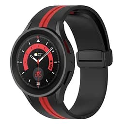 Браслет Cls-line-black для Samsung Galaxy Watch 4 - чорно-червоний ширина кріплення 20мм силікон Watchbands (W36-2WB21134651) - мініатюра 2