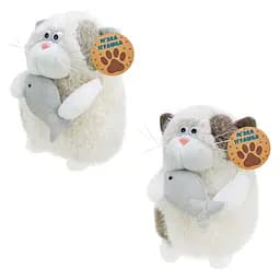 М'яка іграшка C6302 Кіт з рибкою, 20см, у пакеті (6924050063027) МІКС