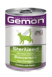 Вологий корм Gemon Cat Wet Sterilized для стерилізованих кішок з кроликом 415 гр