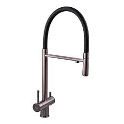 Змішувач для кухні на дві води з гнучким виливом Zerix KIT-021 graphite ZX5559 Графіт