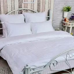 Комплект постельного белья Руно 2х2 сатин страйп полуторный белый (1.50ДУ_2х2)