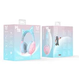 Дротова ігрова гарнітура Onikuma Gaming CAT Gradient with RGB K9, USB, 3.5mm, 2.2m, pink&blue - мініатюра 2