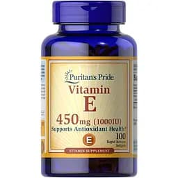Витамины и минералы Puritan's Pride Vitamin E 1000 IU (450 mg), 100 капсул