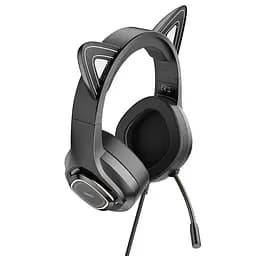 Ігрові дротові навушники Hoco W107 Cute Cat Ear, USB, 3.5mm, 2m, Black-Pink - мініатюра 4