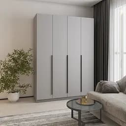 Шкаф 4-дверный MebelStar Оскар ДСП BG, дополнительная штанга 160x52x220 см Серая мышка (MBS-4666)