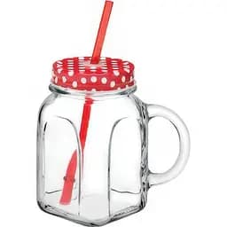 Банка Pasabahce Homemade з кришкою та трубочкою 450 мл (80388-SL)