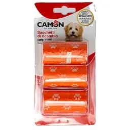 Пакеты для собачьих фекалий Camon оранжевые 6 см (3 рулона x 20 шт.) (B523/D)