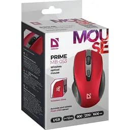 Комп'ютерна мишка Defender Prime MB-053 бездротова 6 кн. до 1600 dpi безшумна червона (52052) - мініатюра 2