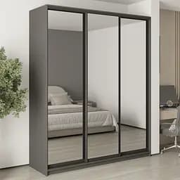 Шафа-купе тридверна MebelStar Комбо BG 3 Дзеркала 200x45x240 см Антрацит (MBS-9790)