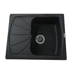 Гранітна мийка Globus Lux Tana чорний металік 610x500мм-А0001 000006135, Чорний