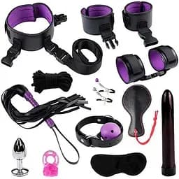 БДСМ бандажний набір з 12 предметів фіолетовий
