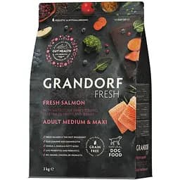 Сухий беззерновий корм для дорослих собак середніх та великих порід Grandorf Fresh Salmon & Sweet Potato Adult Dog Medium & Maxi з лососем та бататом 3 кг