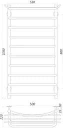 Водяна рушникосушка Unio Zp W 1000-500-10 Зета з полицею, Хром - мініатюра 5