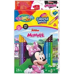 Карандаши цветные Colorino Duo Colors Minnie с точилкой 12 шт. 24 цвета (89854PTR)