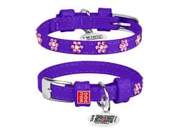 Ошейник для животных WAUDOG Glamour с QR-паспортом "Цветы" S Ш 20 мм Д 30-39 см фиолетовый (32029)