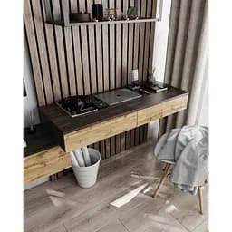 Стіл підвісний письмовий Moreli Т-222 1200x160x500 мм Венге аруша/Дуб аппалачі (mo-t222-arusha-apalach)