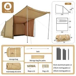 Намет одномісний із тентом Naturehike CNK2450WS026, коричневий - мініатюра 7