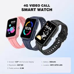 Смарт годинник для дітей Lemfo D13 з GPS відстеженням, 4G відеозв’язком, SIM-картою, SOS кнопкою та камерою Чорний - мініатюра 3