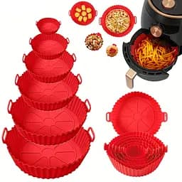 Набор силиконовых форм для аэрофритюрницы аэрогриля и духовки, 6 штук, Kitchen Master Красный 87434