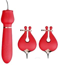 Вібратор 2 в 1 I'MCUM RoseTouch для сосків і вагінальний Червоний (IM-ZDB296)