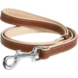 Поводок для собак Waudog Soft, кожаный, 122х1,8 см, коричневый