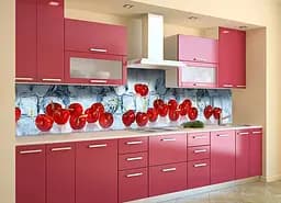 Кухонний фартух Стиглі Вишні наклейка ПВХ червоні ягоди кубики лід Блакитний 60х250 см Happy Pocket Z180512 - мініатюра 2