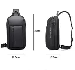 Однолямковий рюкзак через плече Bange BG-7566 7л Сумка-слінг з USB-роз'ємом Black (19367) - мініатюра 8