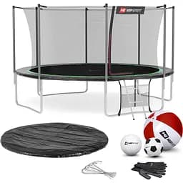 Батут Hop-Sport 14ft (427см) чорно-зелений з внутрішньою сіткою - мініатюра 4