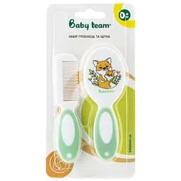 Набор расческа и щетка из натуральной щетины Baby Team (7106_зеленый)