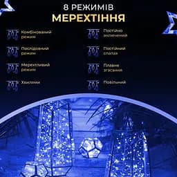 Гірлянда Роса нитка 1000 LED довжина 100 м з пультом від мережі зелена, синій GarlandoPro 1000L100MGBL - мініатюра 8