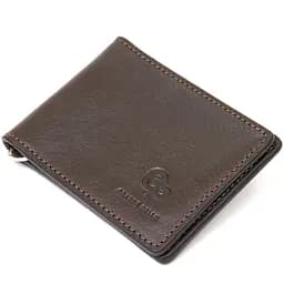 Чоловічий шкіряний затискач для грошей Grande Pelle 11478 коричневий