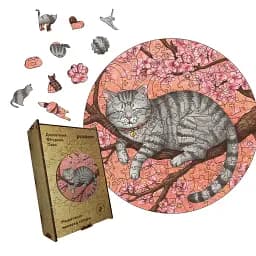 Дерев'яний фігурний пазл Медитація на Сакурі, А2, Картонна коробка 300+ елементів